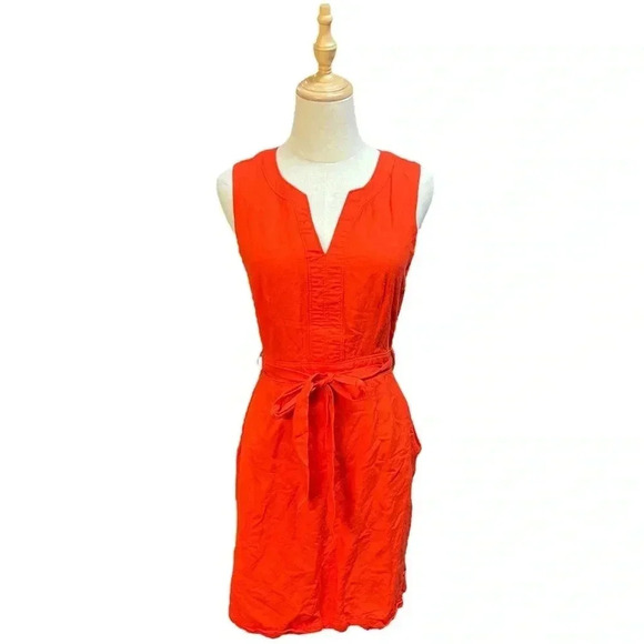 Banana Republic Linen Blend Orange Dress Size 2 - Picture 1 of 4